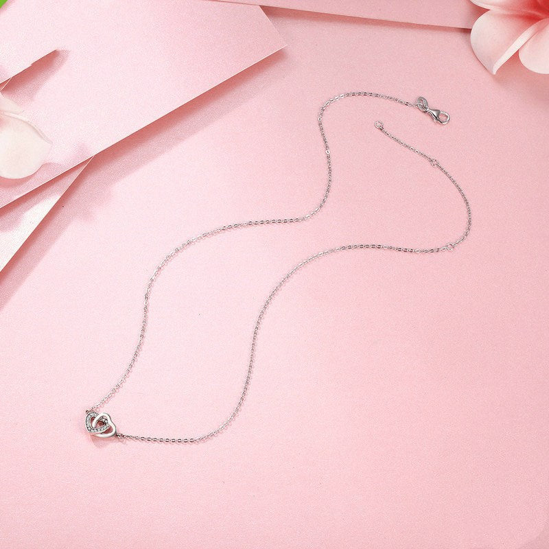 S925 sterling silver 2 heart necklace