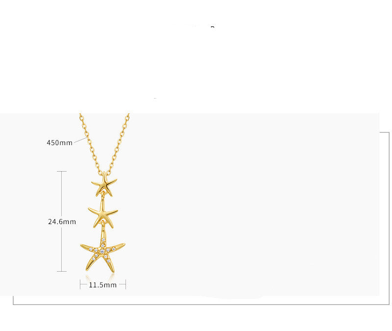 Starfish White Zirconium Necklace Women's S925 Silver Necklace