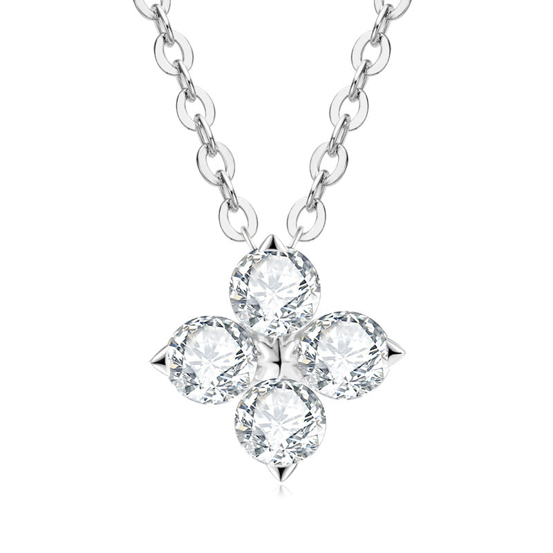 S925 Silver Clover Moissanite Necklace