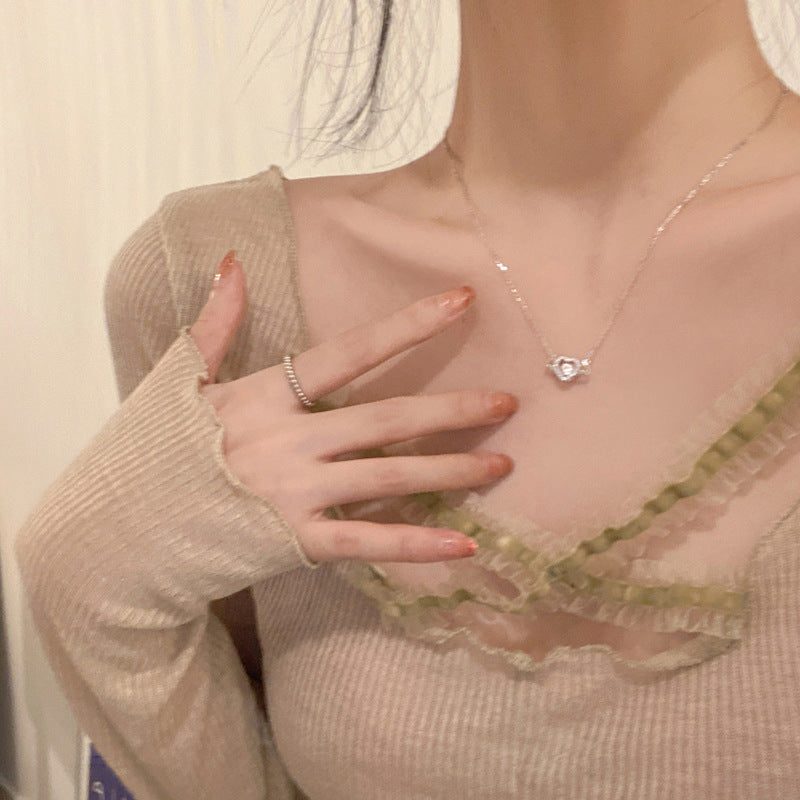 S925 Sterling Silver Angel Wings Heart Necklace for Women – Elegant Jewelry